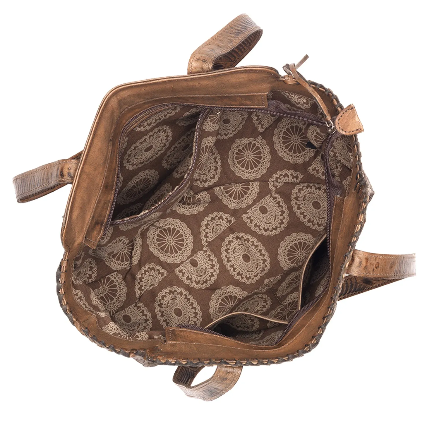 American West Harvest Moon Natural Tan Leather CCS Zip Top Tote