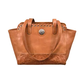 American West Harvest Moon Natural Tan Leather CCS Zip Top Tote