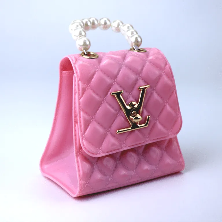 Cute Mini Jelly Purse for Girls Pearl Handle Chain Shoulder Handbags