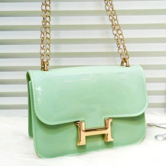 Cute Mini Jelly Purse for Girls Pearl Handle Chain Shoulder Handbags