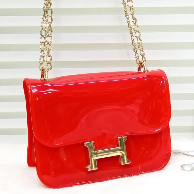 Cute Mini Jelly Purse for Girls Pearl Handle Chain Shoulder Handbags