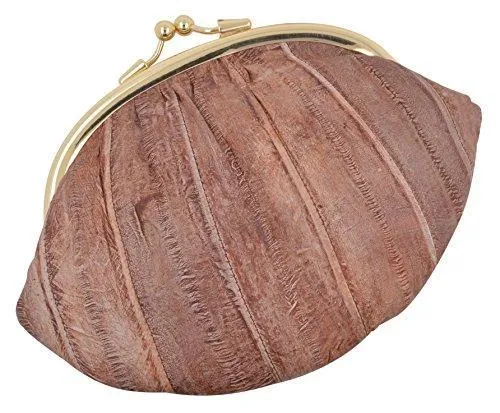 EW10-BIG/NEW WATERPROOF EEL SKIN LARGE DOUBLE COIN CHANGE PURSE WALLET