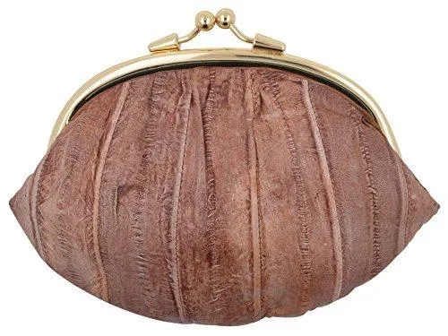 EW10-BIG/NEW WATERPROOF EEL SKIN LARGE DOUBLE COIN CHANGE PURSE WALLET
