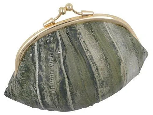 EW10-BIG/NEW WATERPROOF EEL SKIN LARGE DOUBLE COIN CHANGE PURSE WALLET