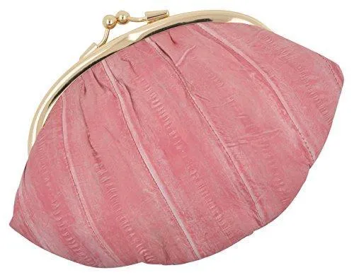 EW10-BIG/NEW WATERPROOF EEL SKIN LARGE DOUBLE COIN CHANGE PURSE WALLET