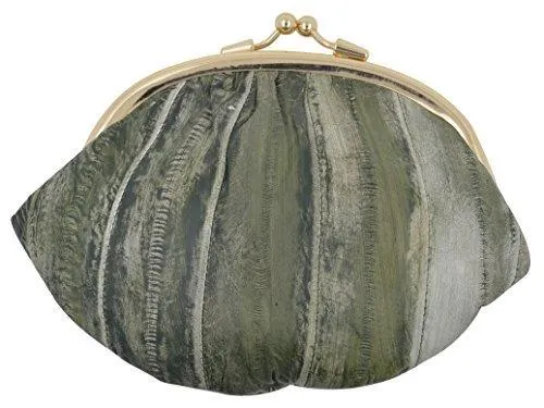 EW10-BIG/NEW WATERPROOF EEL SKIN LARGE DOUBLE COIN CHANGE PURSE WALLET