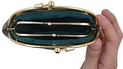 EW10-BIG/NEW WATERPROOF EEL SKIN LARGE DOUBLE COIN CHANGE PURSE WALLET