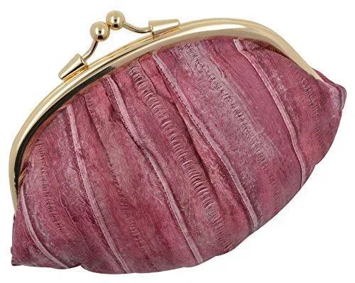 EW10-BIG/NEW WATERPROOF EEL SKIN LARGE DOUBLE COIN CHANGE PURSE WALLET