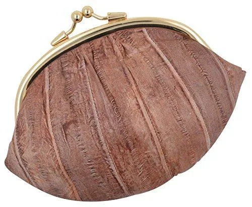 EW10-BIG/NEW WATERPROOF EEL SKIN LARGE DOUBLE COIN CHANGE PURSE WALLET