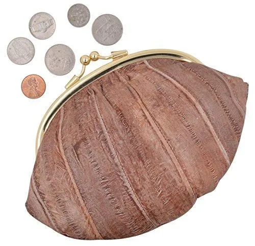 EW10-BIG/NEW WATERPROOF EEL SKIN LARGE DOUBLE COIN CHANGE PURSE WALLET
