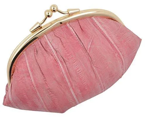 EW10-BIG/NEW WATERPROOF EEL SKIN LARGE DOUBLE COIN CHANGE PURSE WALLET