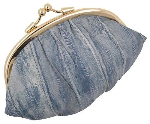 EW10-BIG/NEW WATERPROOF EEL SKIN LARGE DOUBLE COIN CHANGE PURSE WALLET