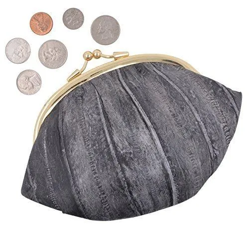 EW10-BIG/NEW WATERPROOF EEL SKIN LARGE DOUBLE COIN CHANGE PURSE WALLET