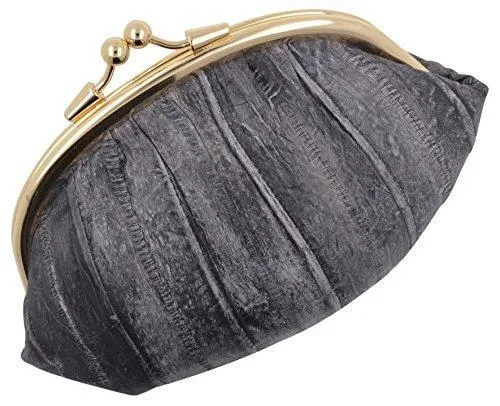 EW10-BIG/NEW WATERPROOF EEL SKIN LARGE DOUBLE COIN CHANGE PURSE WALLET