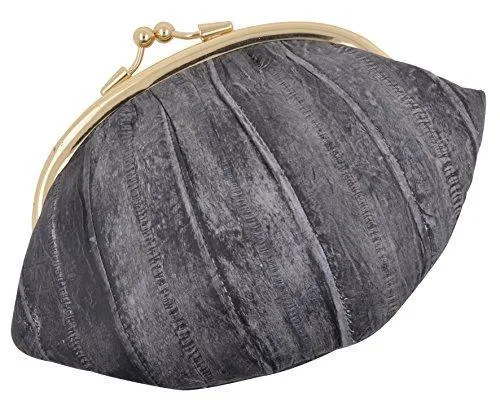 EW10-BIG/NEW WATERPROOF EEL SKIN LARGE DOUBLE COIN CHANGE PURSE WALLET