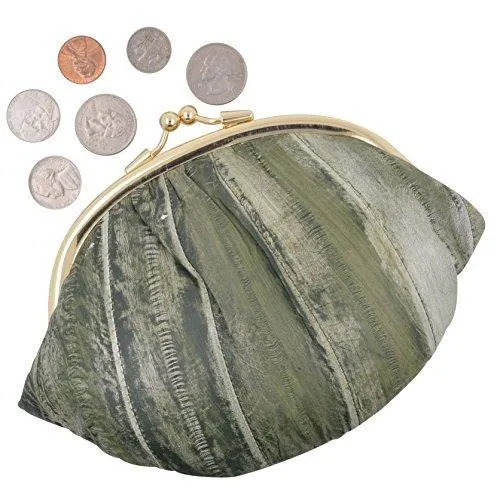 EW10-BIG/NEW WATERPROOF EEL SKIN LARGE DOUBLE COIN CHANGE PURSE WALLET