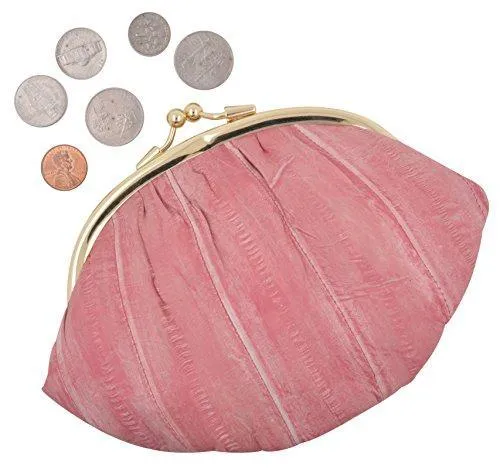EW10-BIG/NEW WATERPROOF EEL SKIN LARGE DOUBLE COIN CHANGE PURSE WALLET