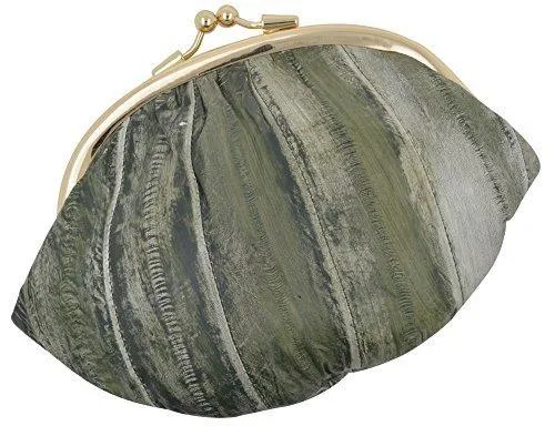 EW10-BIG/NEW WATERPROOF EEL SKIN LARGE DOUBLE COIN CHANGE PURSE WALLET