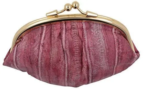EW10-BIG/NEW WATERPROOF EEL SKIN LARGE DOUBLE COIN CHANGE PURSE WALLET