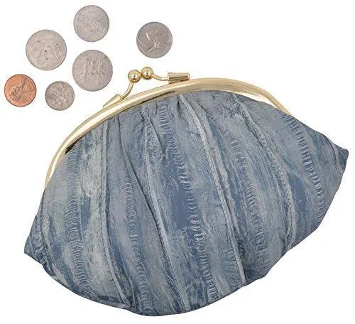 EW10-BIG/NEW WATERPROOF EEL SKIN LARGE DOUBLE COIN CHANGE PURSE WALLET