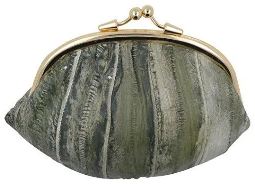 EW10-BIG/NEW WATERPROOF EEL SKIN LARGE DOUBLE COIN CHANGE PURSE WALLET
