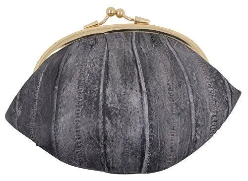 EW10-BIG/NEW WATERPROOF EEL SKIN LARGE DOUBLE COIN CHANGE PURSE WALLET