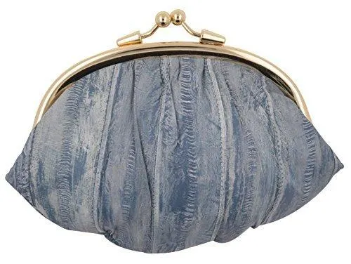 EW10-BIG/NEW WATERPROOF EEL SKIN LARGE DOUBLE COIN CHANGE PURSE WALLET