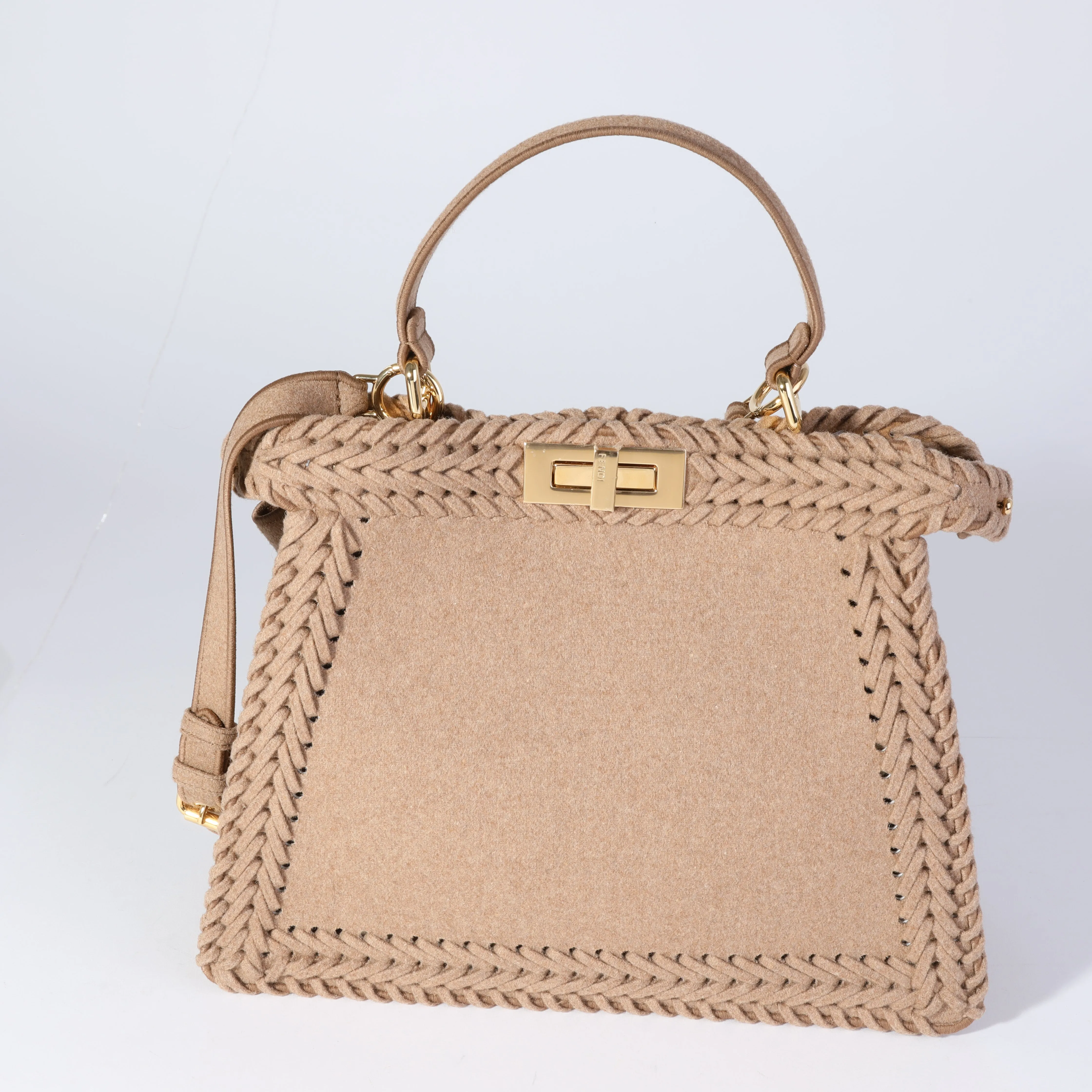 FENDI Beige Flannel Medium Peekaboo ISeeU Bag
