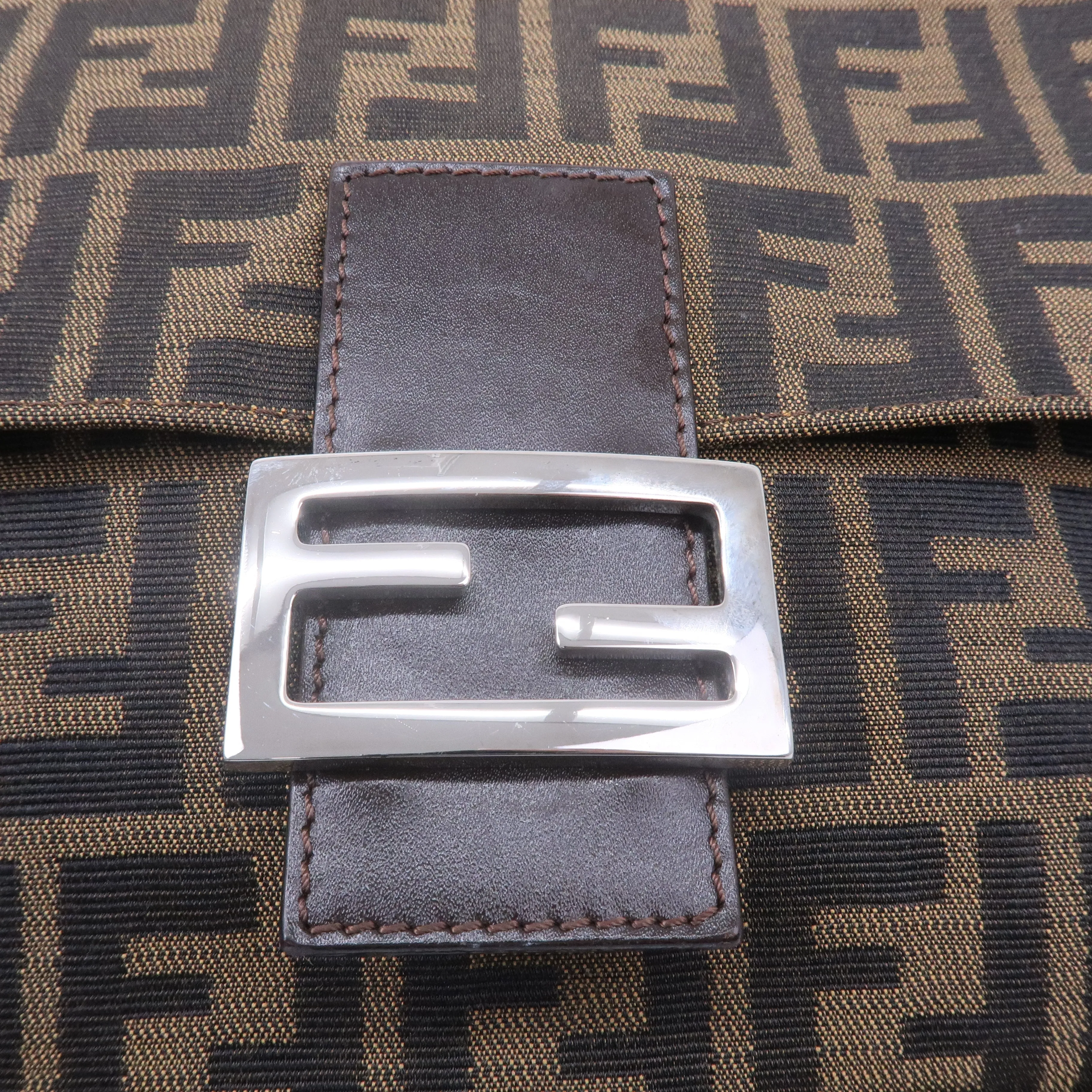 FENDI Zucca Canvas Leather Shoulder Bag 26325