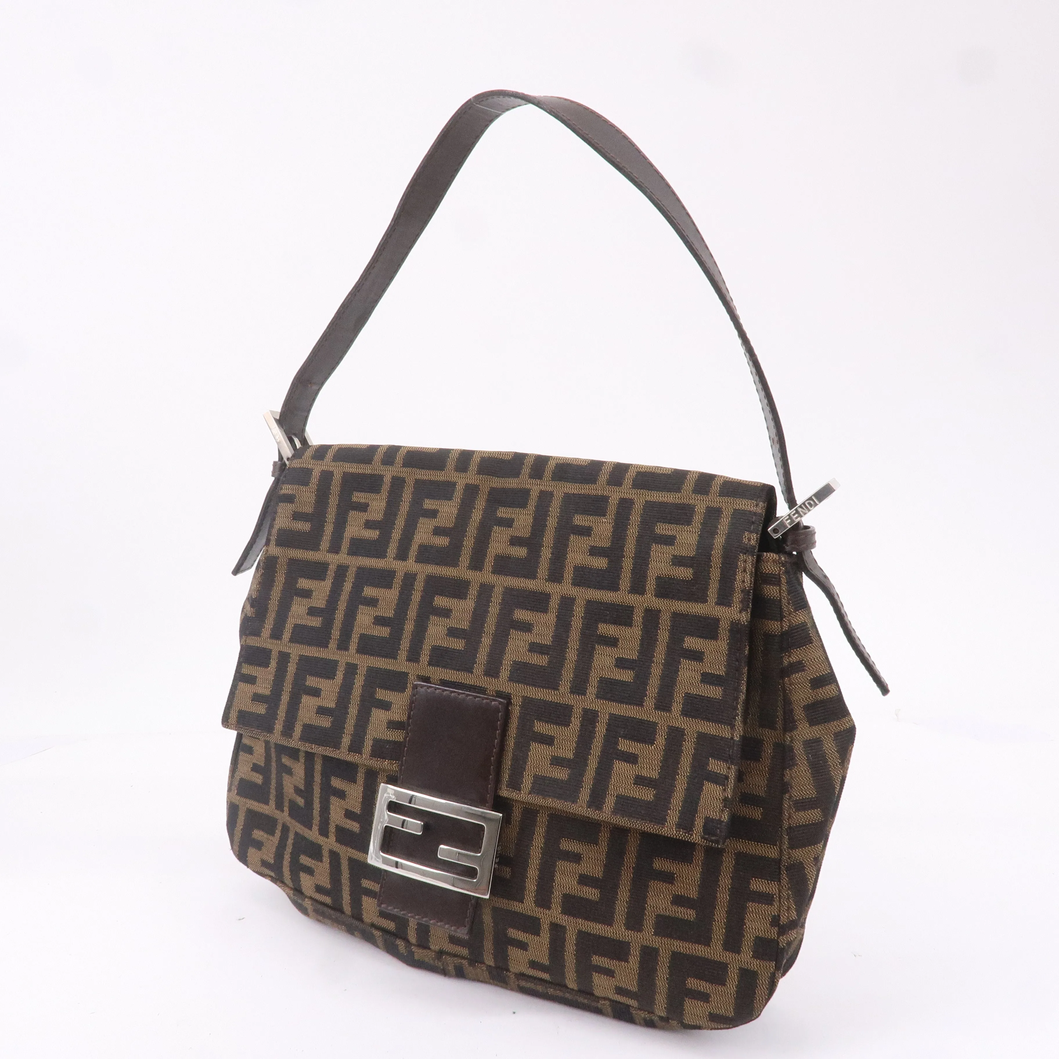 FENDI Zucca Canvas Leather Shoulder Bag 26325