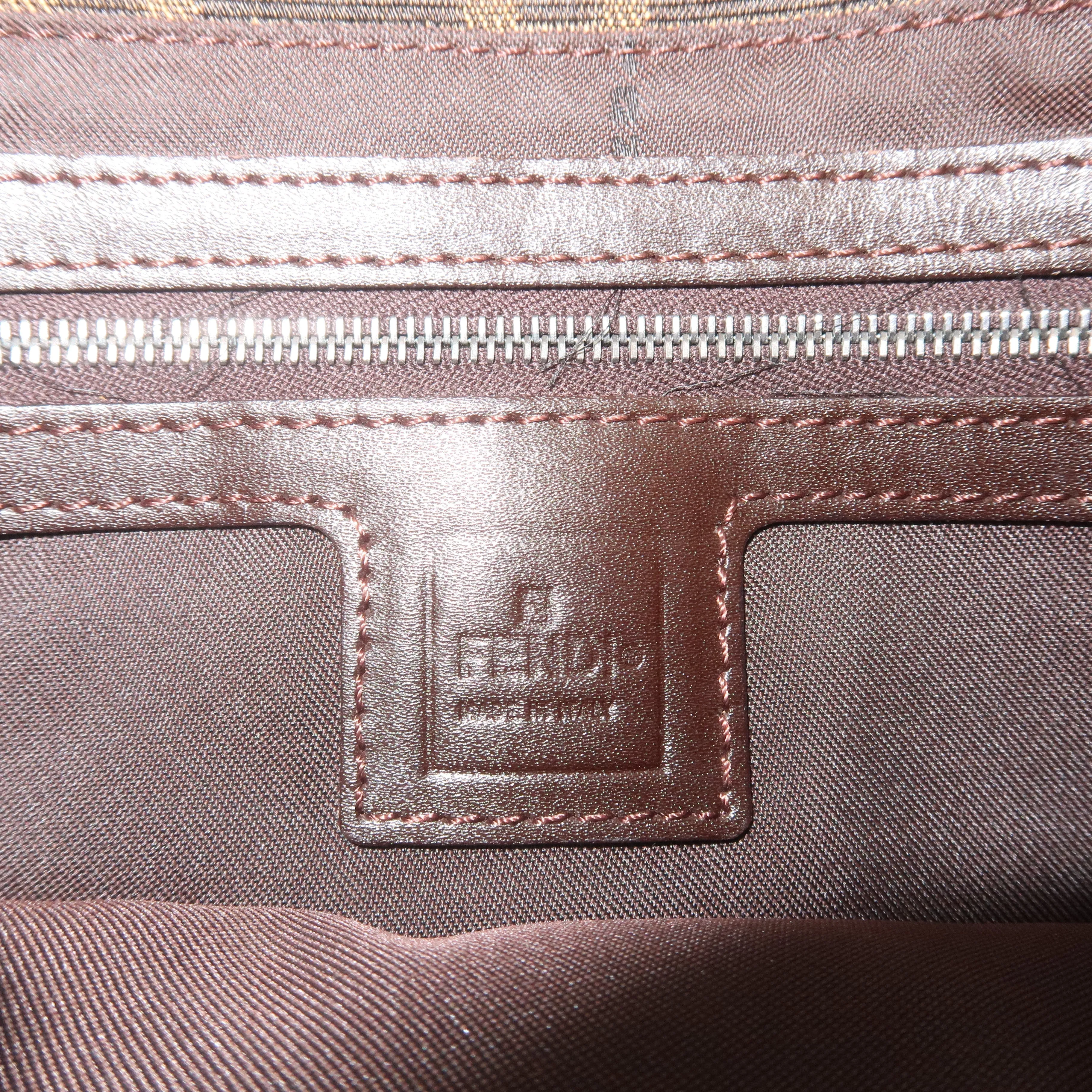FENDI Zucca Canvas Leather Shoulder Bag 26325