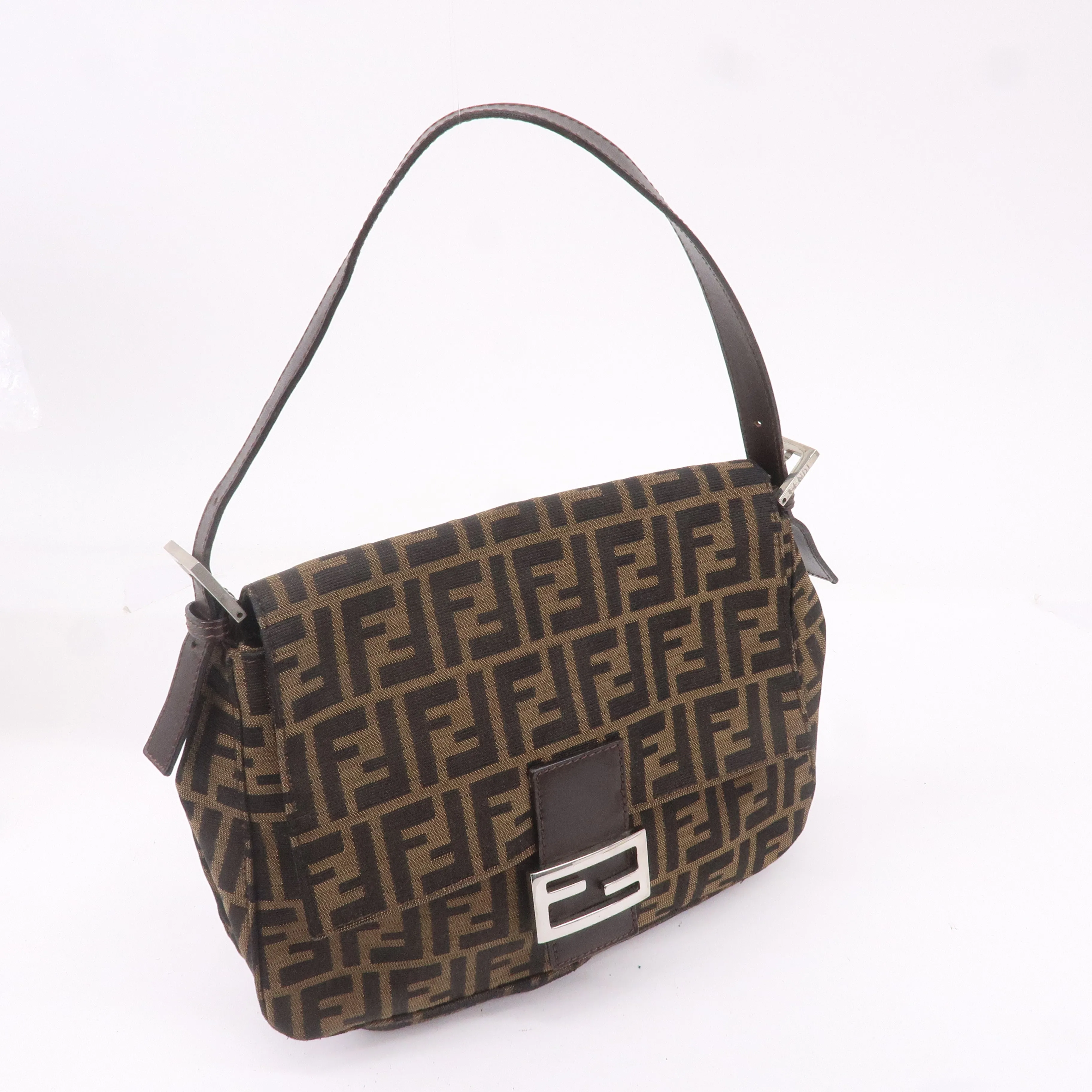 FENDI Zucca Canvas Leather Shoulder Bag 26325