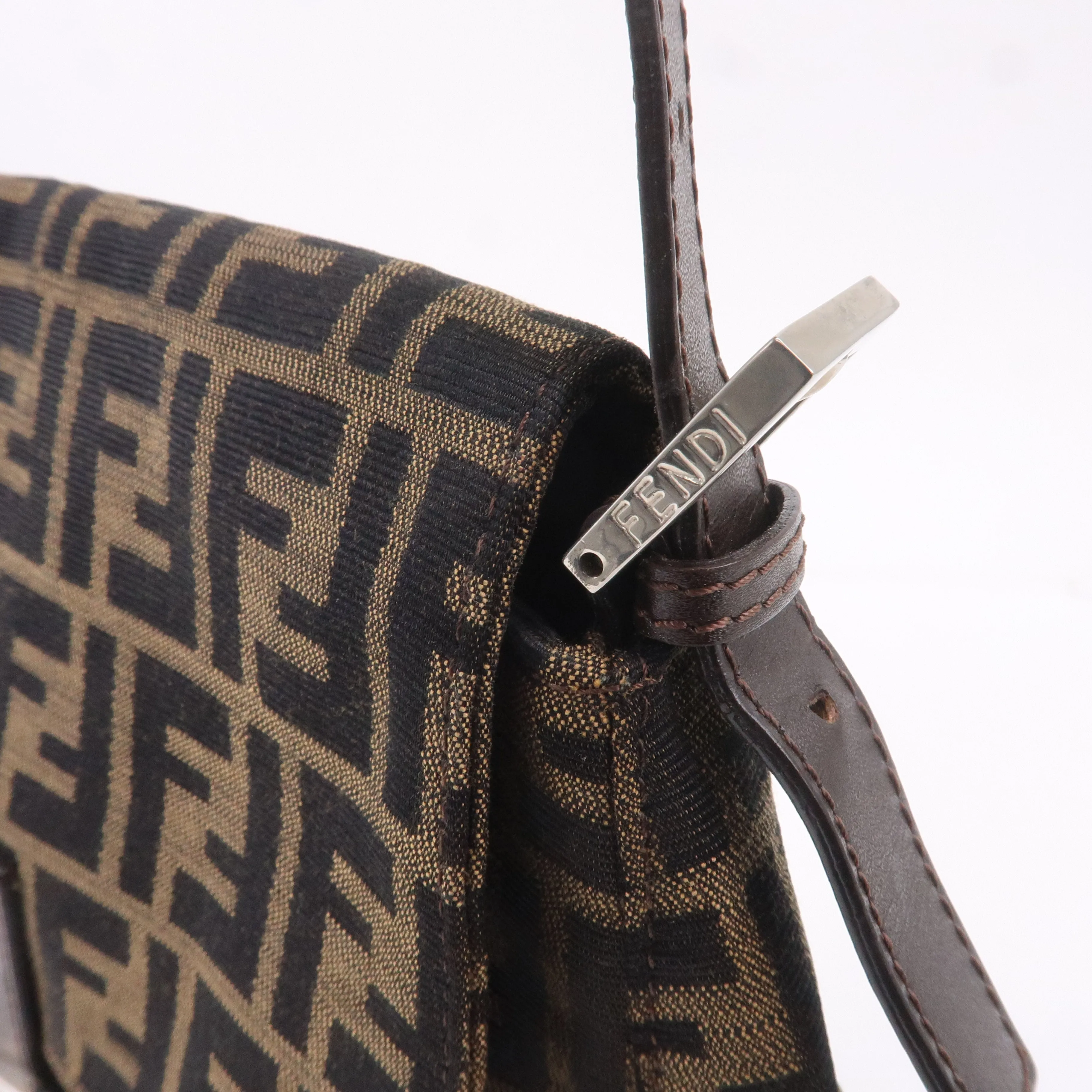 FENDI Zucca Canvas Leather Shoulder Bag 26325