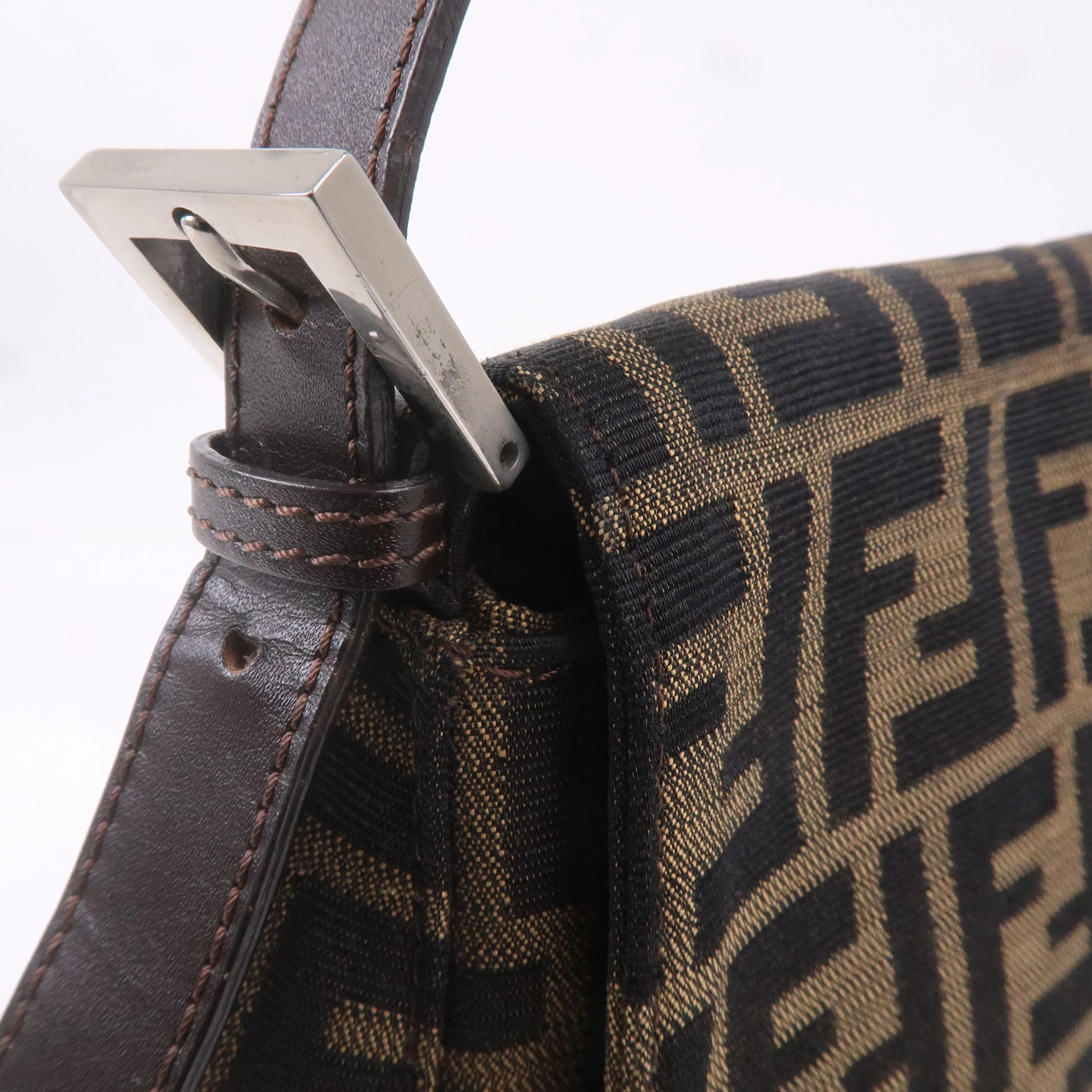 FENDI Zucca Canvas Leather Shoulder Bag 26325