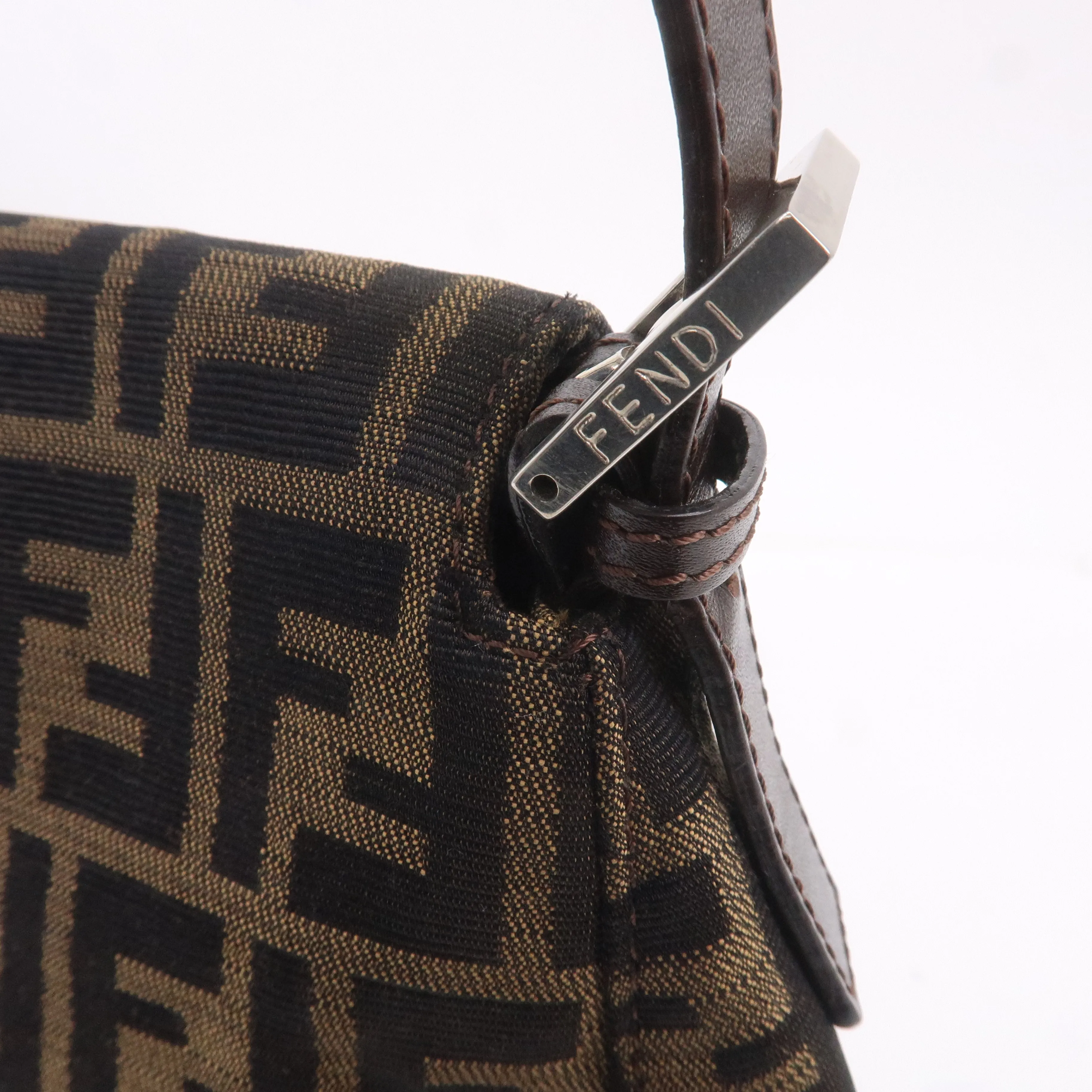 FENDI Zucca Canvas Leather Shoulder Bag 26325