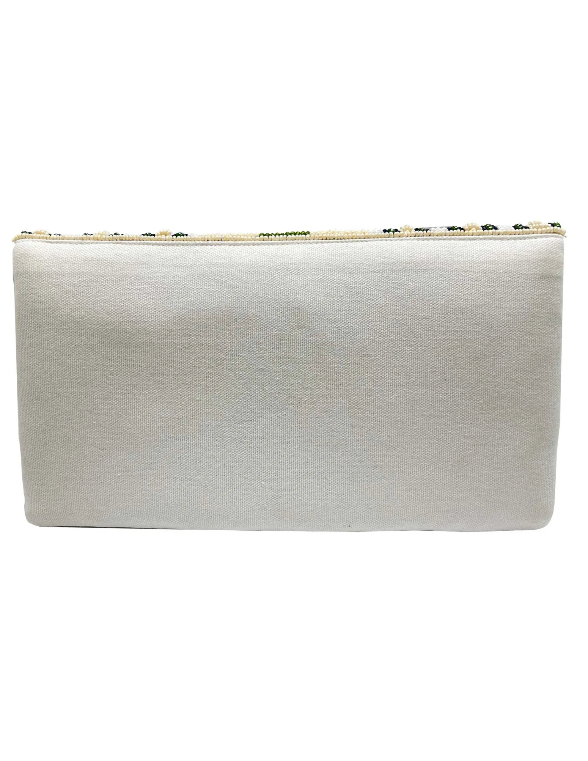 Green Weave w/Stripes Beaded Clutch