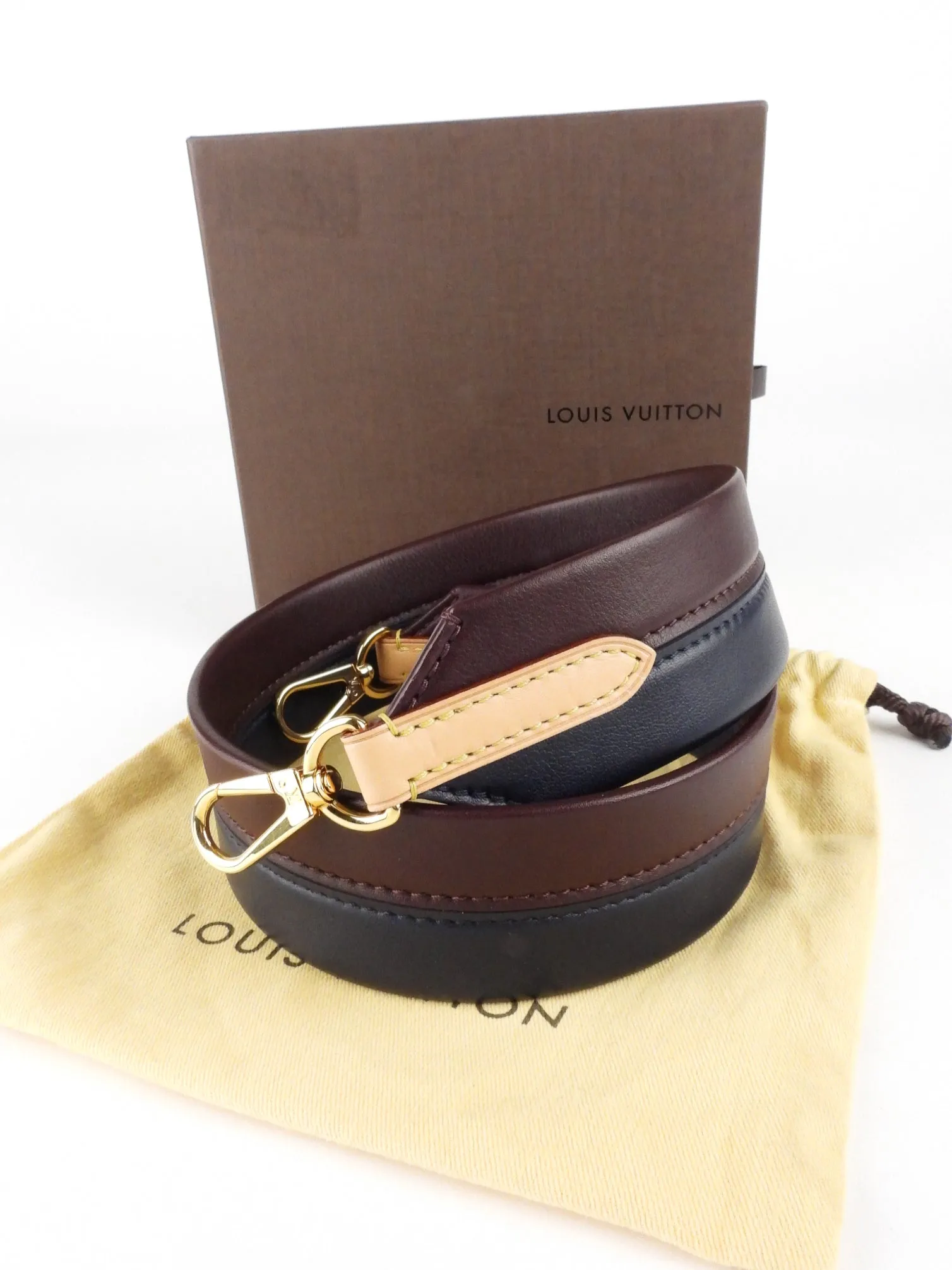 Louis Vuitton Burgundy and Navy Padded Leather Shoulder Strap