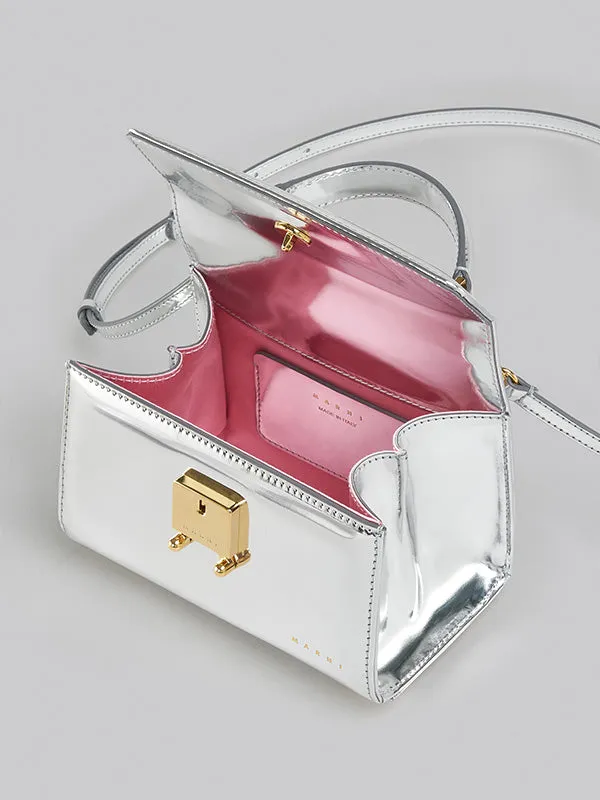 Metallic Top Handle Tote Bag In Silver