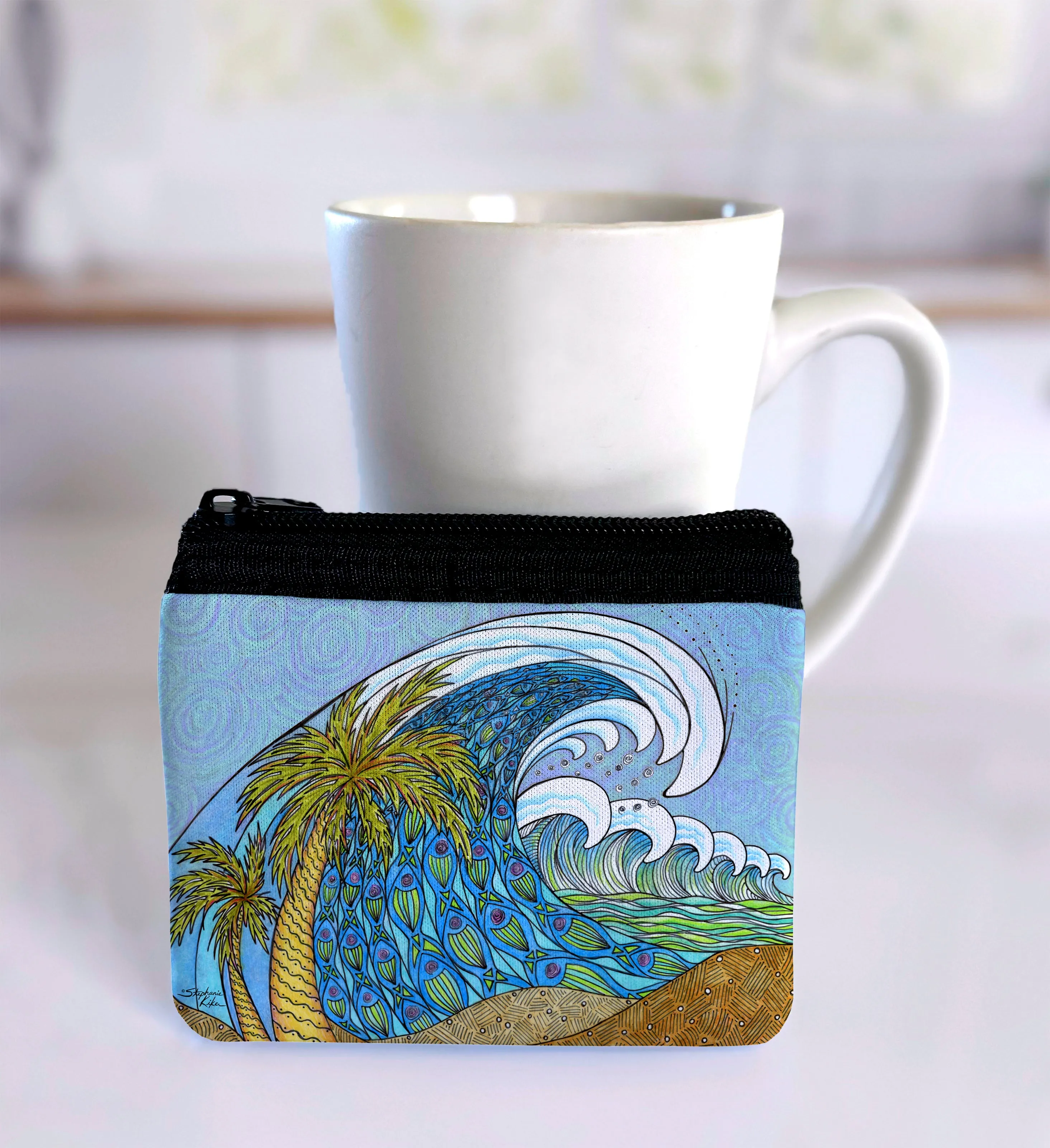 Palm Trees and Waves Coin Bag