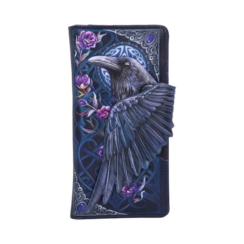 Ravens Flight Black Wing Floral Embossed Purse